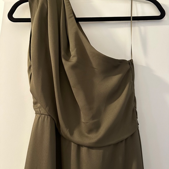 Asos Drape One Shoulder Maxi Dress Olive - Picture 2 of 9